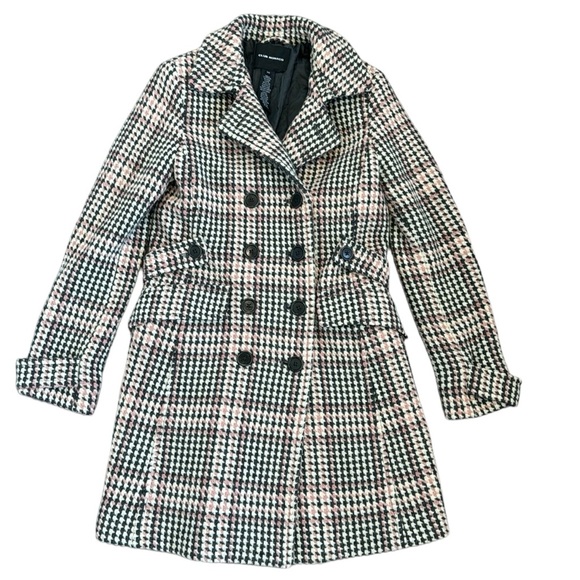 Club Monaco wool plaid pink gray collegiate preppy classic double breasted coat - Picture 1 of 9